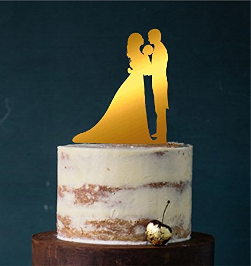 Decoración para tarta #11 acrílico, decoración para tartas, figura de boda (espejo dorado por un lado) JFrMJwEs