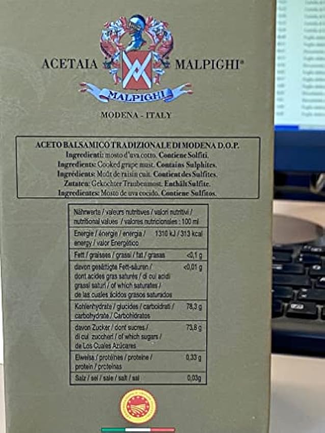 Vinagre Balsámico Tradicional de Modena envejecido 25 años Contenido 100ml+ Tapón dosador + Libro de cocina - Acetaia Malpighi OJNWhk8R