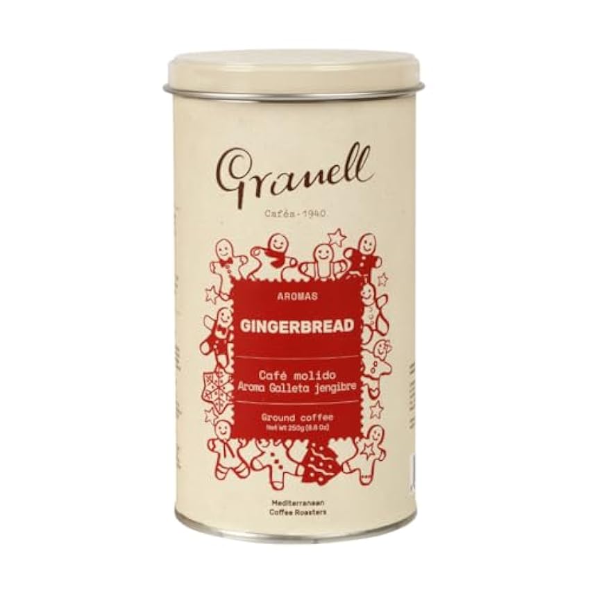 Granell Cafés · 1940 - Café Aroma Gingerbread | Café Molido 100% Arábica Tostado Natural con Aroma a Galleta de Jengibre | Edición Especial de Navidad | 1 Bote de 250 g PMCB87pE