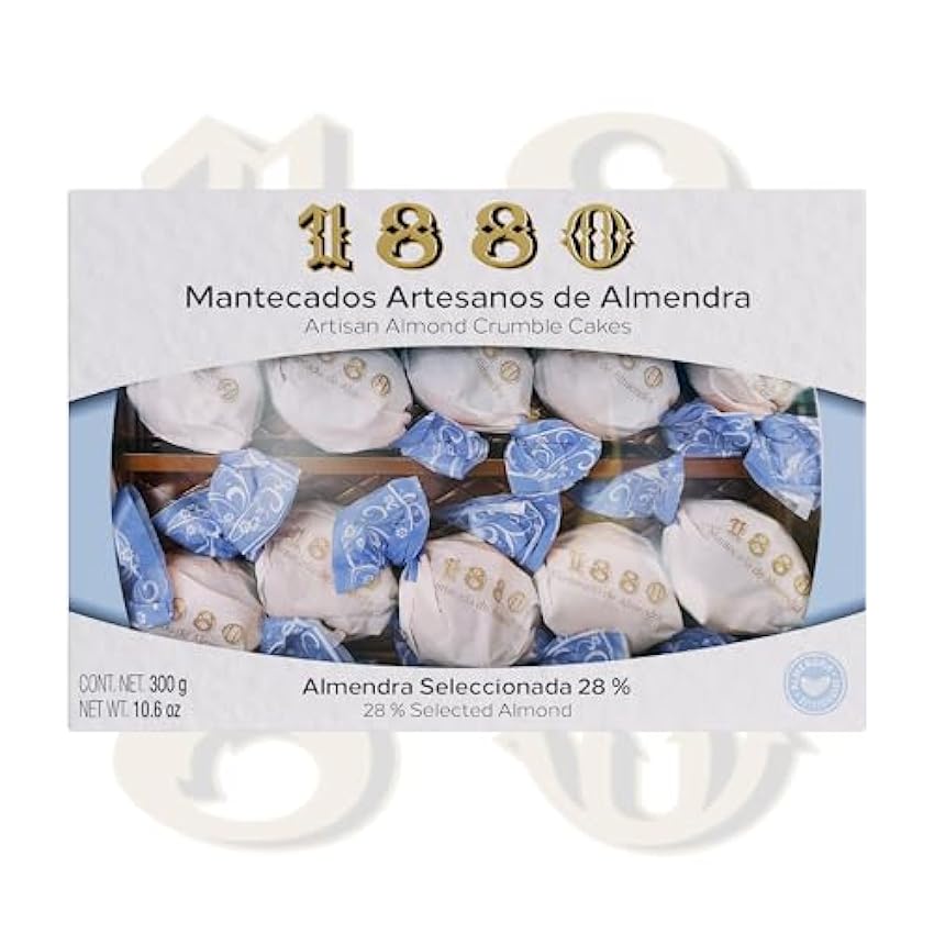 1880 - Mantecados Artesanos de Almendras, Calidad Suprema, Típico Dulce Navideño, Receta Artesanal, Envasado en Seda, 300 gramos htFy7WFW
