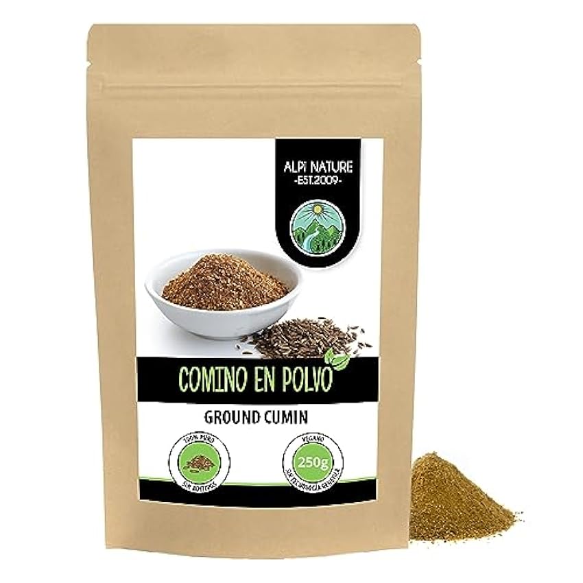 Comino molido (250g), comino en polvo 100% natural, semillas de comino molidas naturalmente sin aditivos, vegano kqNruOAS