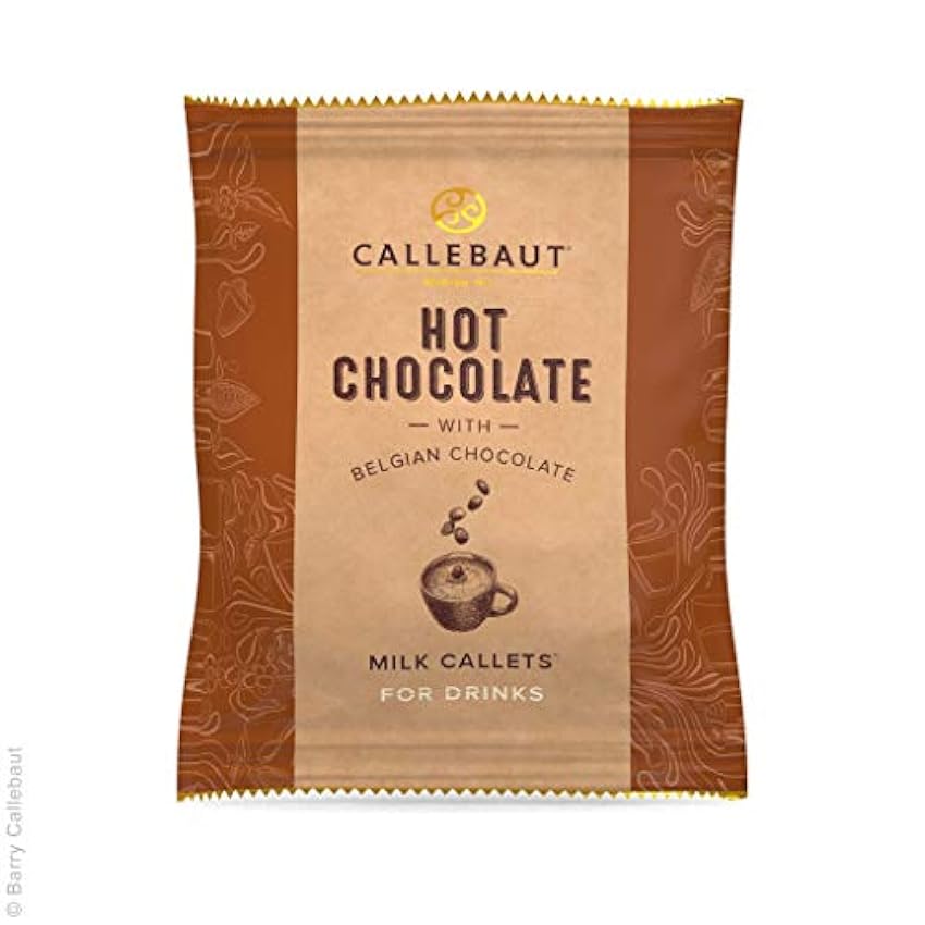 Callebaut Hot Chocolate Milk Callets, leche entera de chocolate para mezclar en leche, 33,6% de cacao, 25 x 35 g en dispensador. gEzHZScW