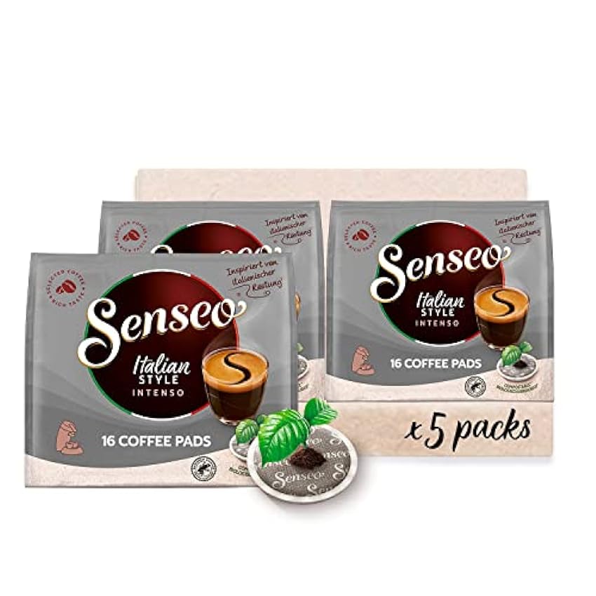 Senseo® Pastillas tipo italiano – Café con tostado oscuro – Certificado RA – 5 paquetes x 16 cápsulas de café noCIjal5