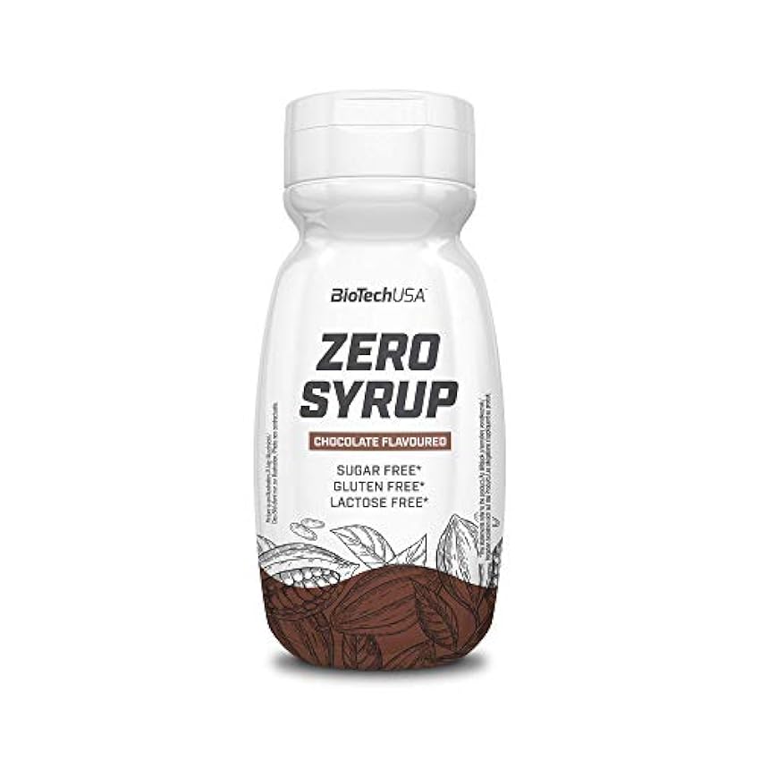 BioTechUSA Zero Syrup, Jarabe con sabor a chocolate con edulcorantes, sin azúcares, sin grasas, sin lactosa, 320ml J30HURle