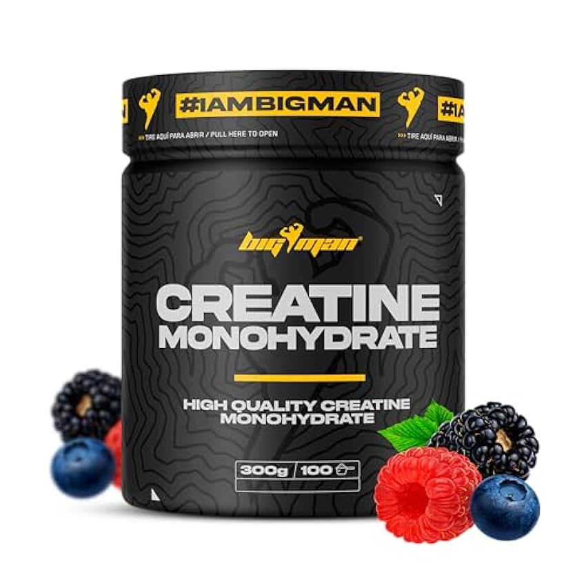 BigMan | Creatina Monohidrato 300Gr (Frutas del Bosque) | 200 Mesh | Incrementa Resistencia | Potencia los Efectos de los Entrenamientos | Crecimiento Muscular n5uYQiCi
