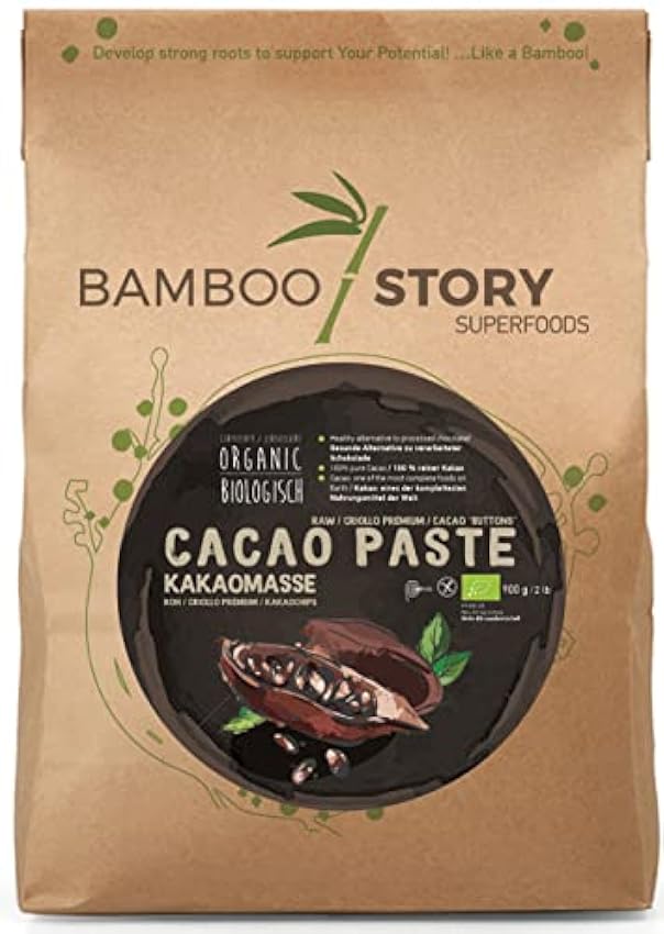 NOUVEAU | Pâte de Cacao | BAMBOO STORY | Cru | Palets | Criollo | Pérou | 900g | 100% Pur P2glSfjc