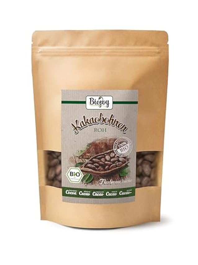 Biojoy Granos de Cacao crudos BÍO (500 gr), granos enteros, sin azúcar, Theobroma cacao PKN8Ilgn
