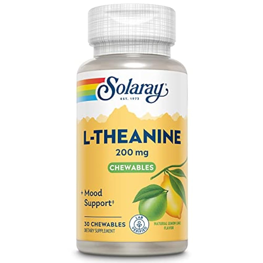 Solaray L-Theanine 200mg | L-Teanina | Limón | 30 Compr