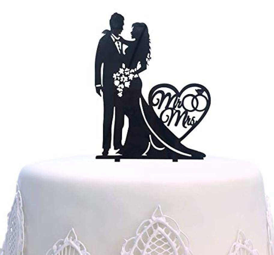 Decoración para tarta de boda con diseño de Mr and Mrs.