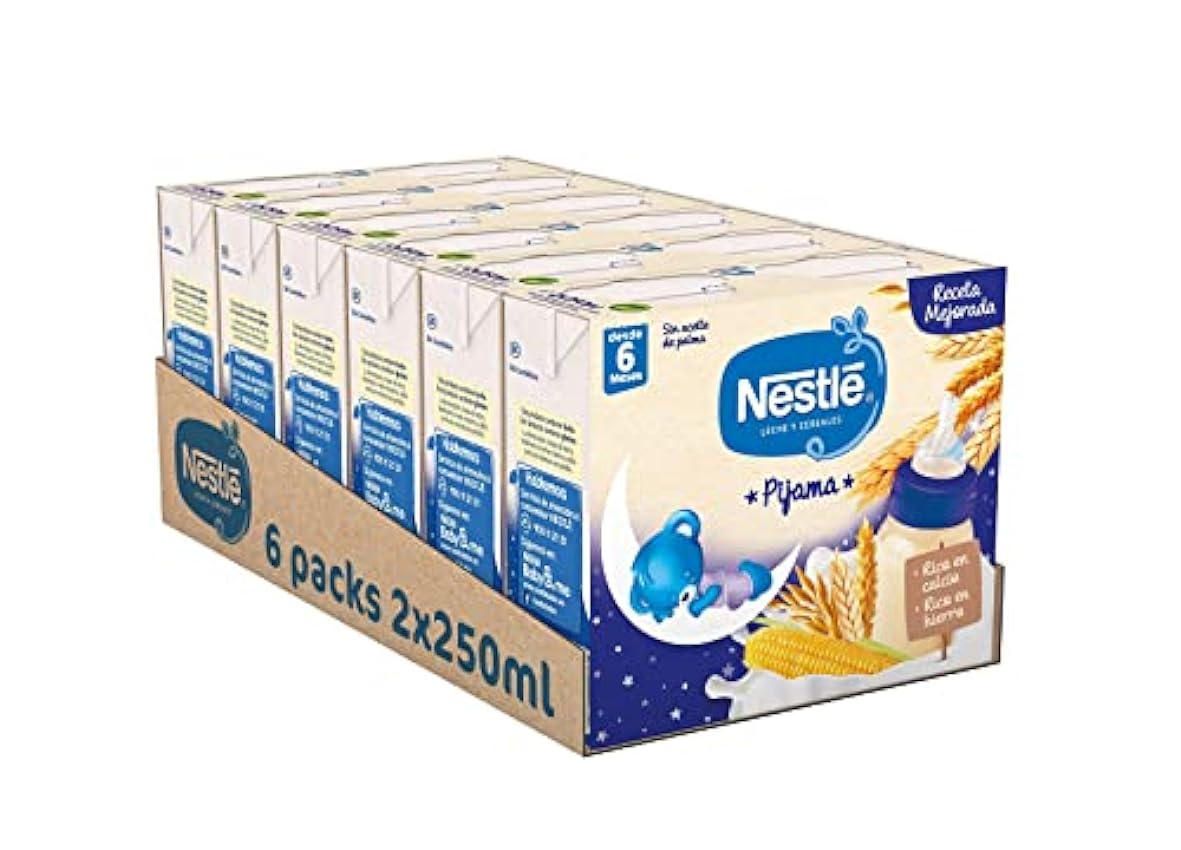 Nestlé Alimentos Infantiles Nestlé Leche y Cereales Pijama - Alimento Para bebés - Paquete de 6x2 unidades de 250ml ITk26plA