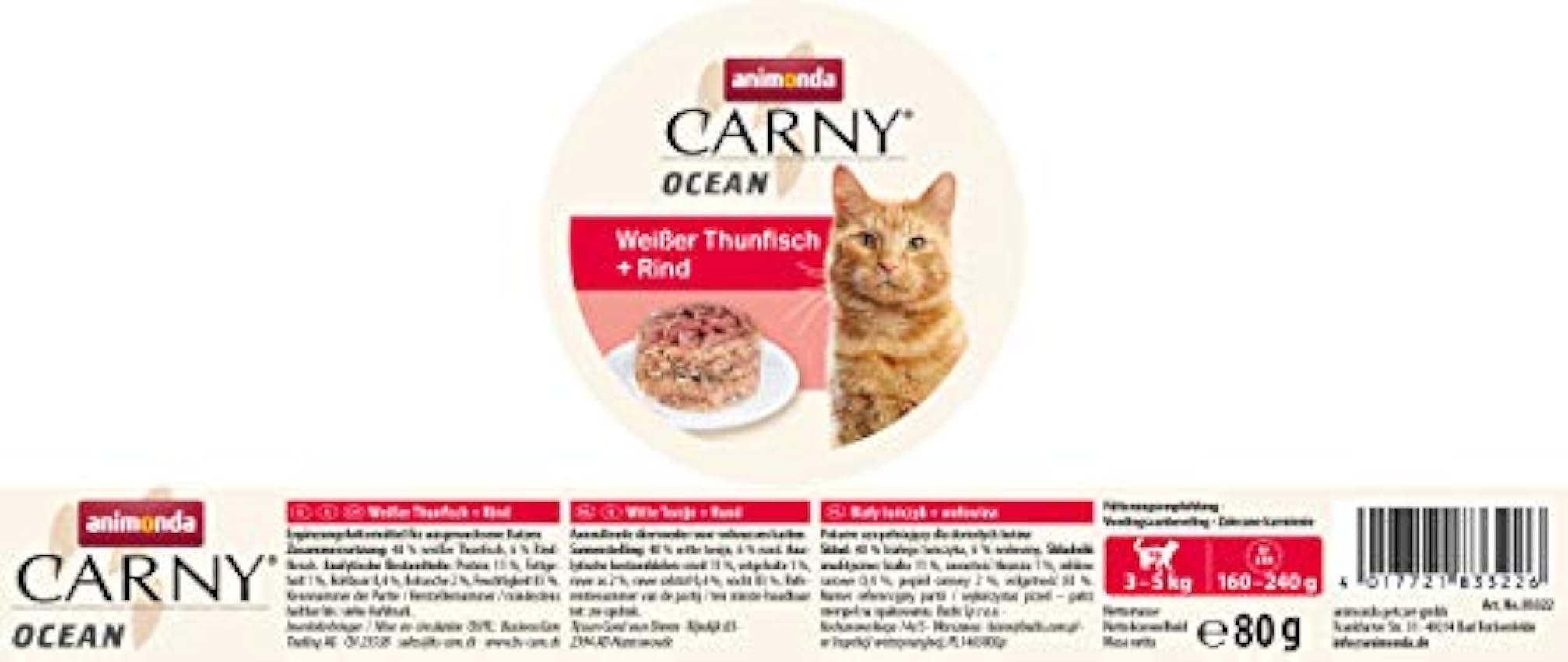 Comida para gatos animonda Carny Ocean, comida húmeda para gatos, atún claro + vacuno, 12 x 80 g MwPEhQ2Z