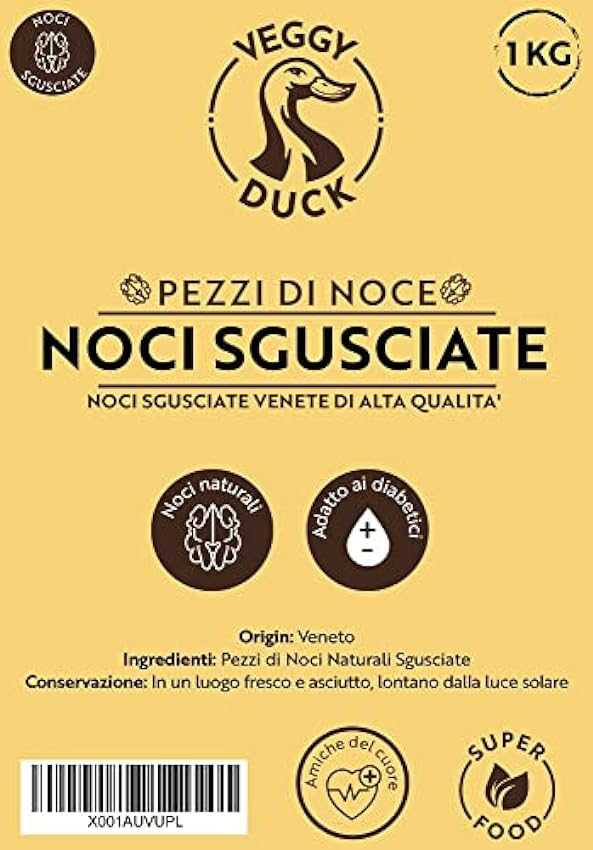 Veggy Duck - Nueces Naturales Sin Cascara (1Kg) - Origen Italia | Sin Sal j8Mi4MFY