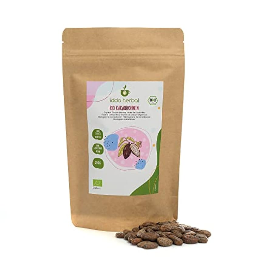 Cacao en grano orgánico (250g), granos cacao orgánico de cultivo orgánico controlado, 100% natural, sin gluten, sin lactosa, probado en laboratorio, vegano GWDF5TfO