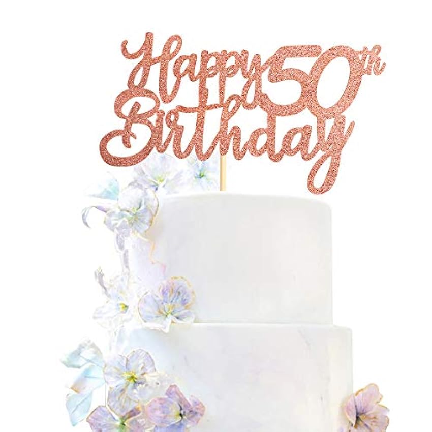 Paquete de 3 adornos para tartas de 50 cumpleaños, colo