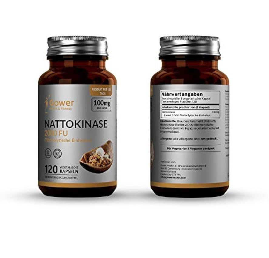 GH Nattokinase | 120 Cápsulas de Natto - 100mg (2000 FU) de Extracto de Natto de Soja Fermentada por Porción | Sin OGM, Gluten ni Alérgenos | Fabricado en el Reino Unido | Certificación ISO l2irEwzd