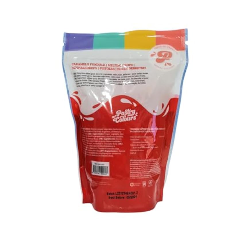 PASTRY COLOURS - Melts Rojos - Melts de Colores - Chocolate para Fundir - Cobertura para Pasteles - Bolsa de 250g (Rojo) NniTGIXw