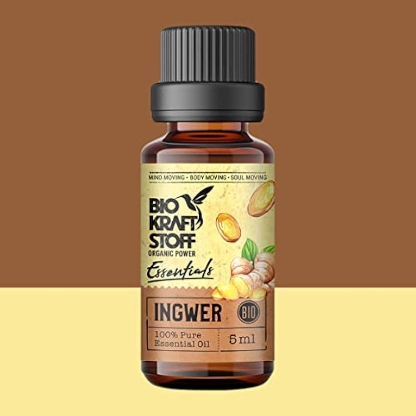 BiOKRAFTSTOFF - Essentials: Esencia Ingwer, aroma natural, orgánico, vegano, para oral y condimentar, 100% puro aceite esencial hH60xwTm