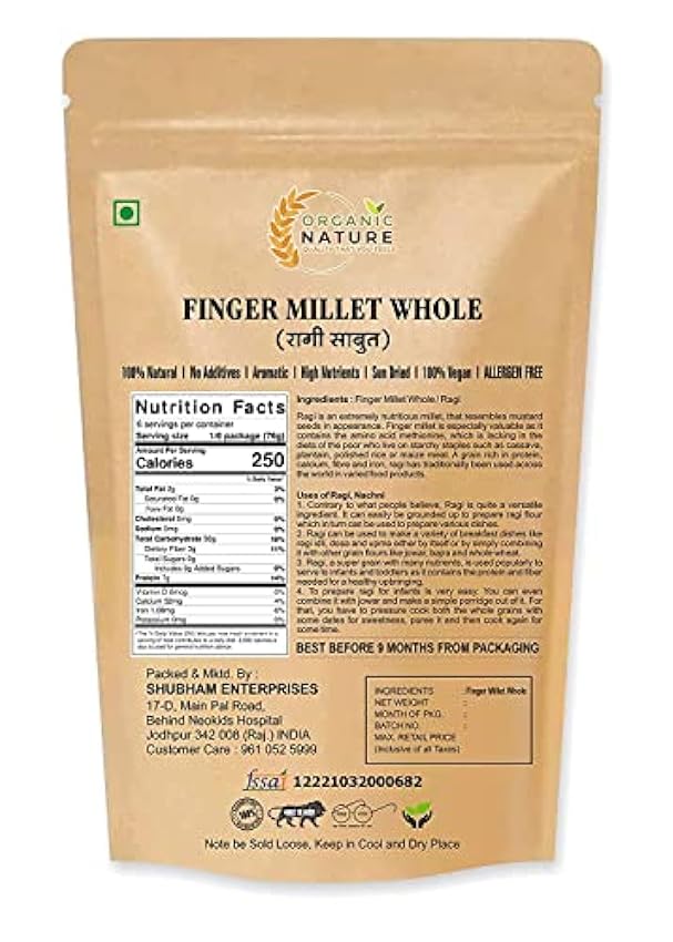 Green Velly organic nature Ragi Raagi Filler Millet Nachani Multi Grain ragi (Pack of 900 Gram) IyBK1DR5