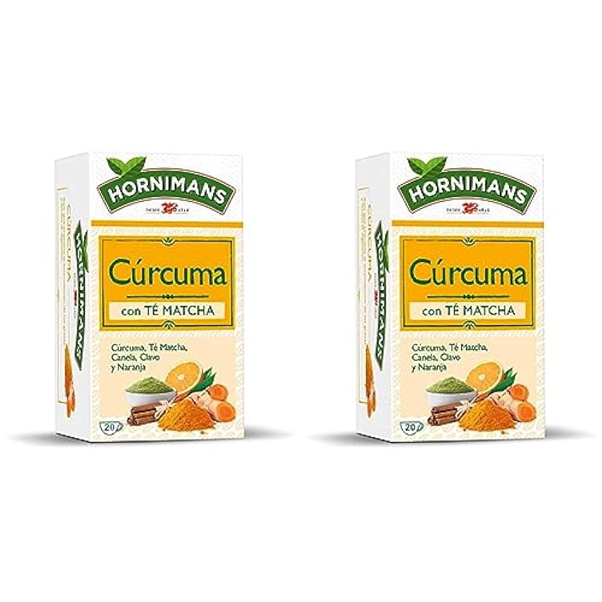Hornimans Infusión de Cúrcuma con Té Matcha 100% Natural | 20 bolsitas | ConTeína (Paquete de 2) gfLmcx0j