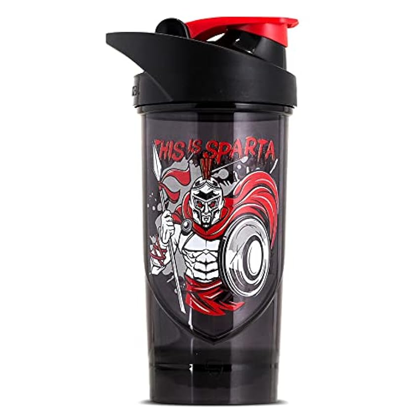 Shieldmixer Hero Pro Classic Shaker This is Sparta - Botella para fitness (sin BPA, 700 ml), color negro H8y48nBr