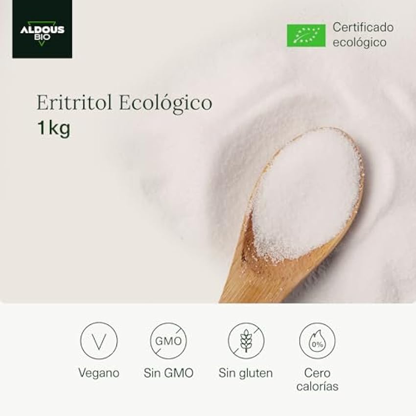 Eritritol Ecológico Premium | 100 % Natural | 1 Kg Granulado | Edulcorante para Cocinar | Sustituto del Azúcar Con Cero Calorías | Para Todas Las Dietas | Cuida Tus Dientes | Certificación Bio mbf5914Q