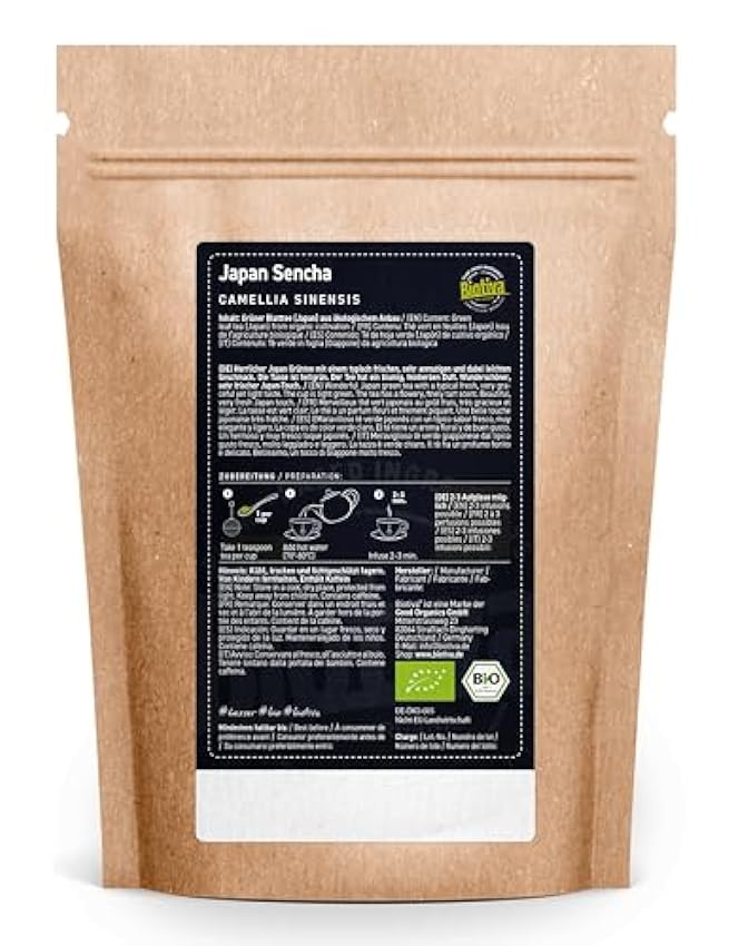 Biotiva Té verde Sencha japonés orgánico 100g - sin aditivos - controlado y embotellado en Alemania O4yd65BW
