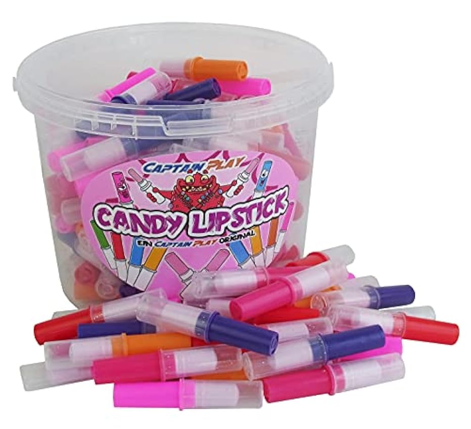 CAPTAIN PLAY Candy Lipstick - 100 piezas, Dulces Americanos, 400g Kf0AVA03