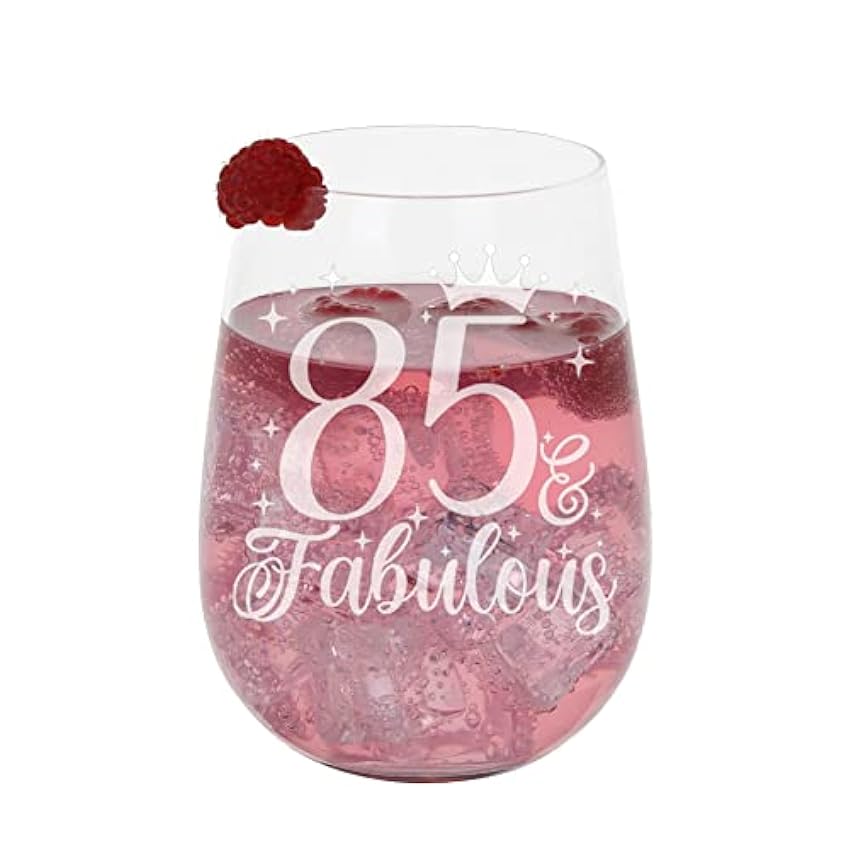 Always Looking Good Regalos de cumpleaños número 85 para mujeres, 85 y fabuloso vaso de ginebra grabado sin tallo, regalo para mujeres de 85 años, sin tallo, vidrio de ginebra grabado con láser, jH36tBrt