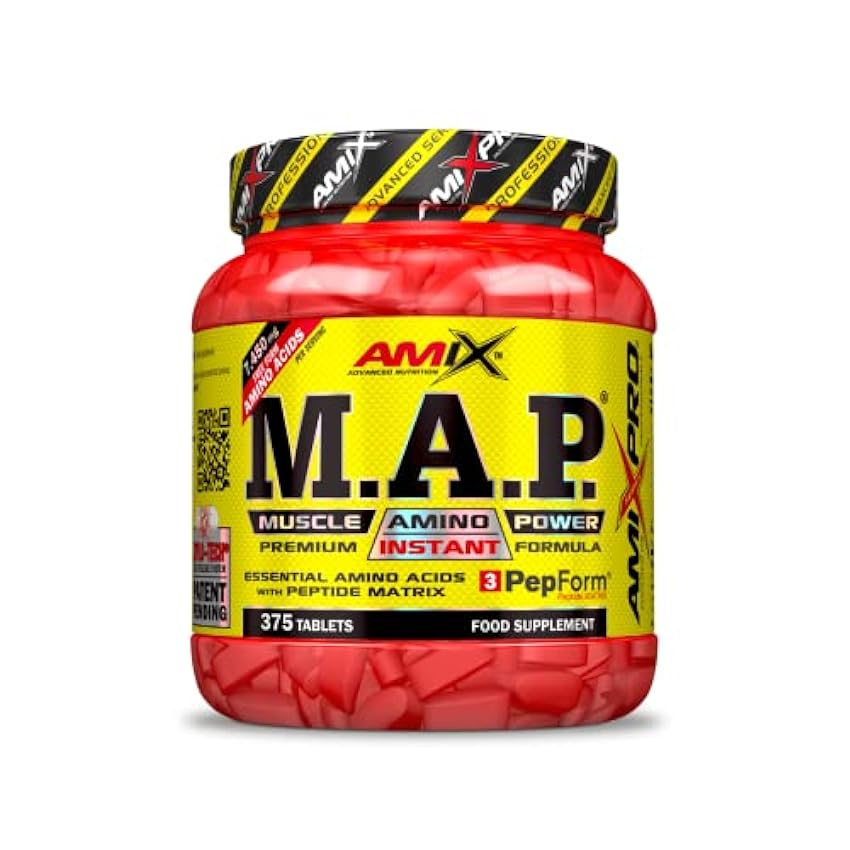 AMIX - Aminoácido en Tabletas Muscle Amino Power - Suplemento para Mantener y Aumentar la Masa Muscular - Gran Aporte de Proteínas para el Desgaste Muscular - 375 tabletas MNbInfHv