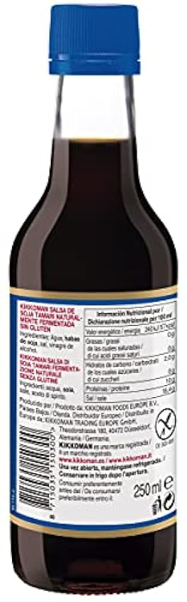 Kikkoman - Salsa De Soja Sin Gluten, Fermentación Natural, Halal Y Sin Gluten, color Salsa Soja, 250 ml NXF3R8Ru