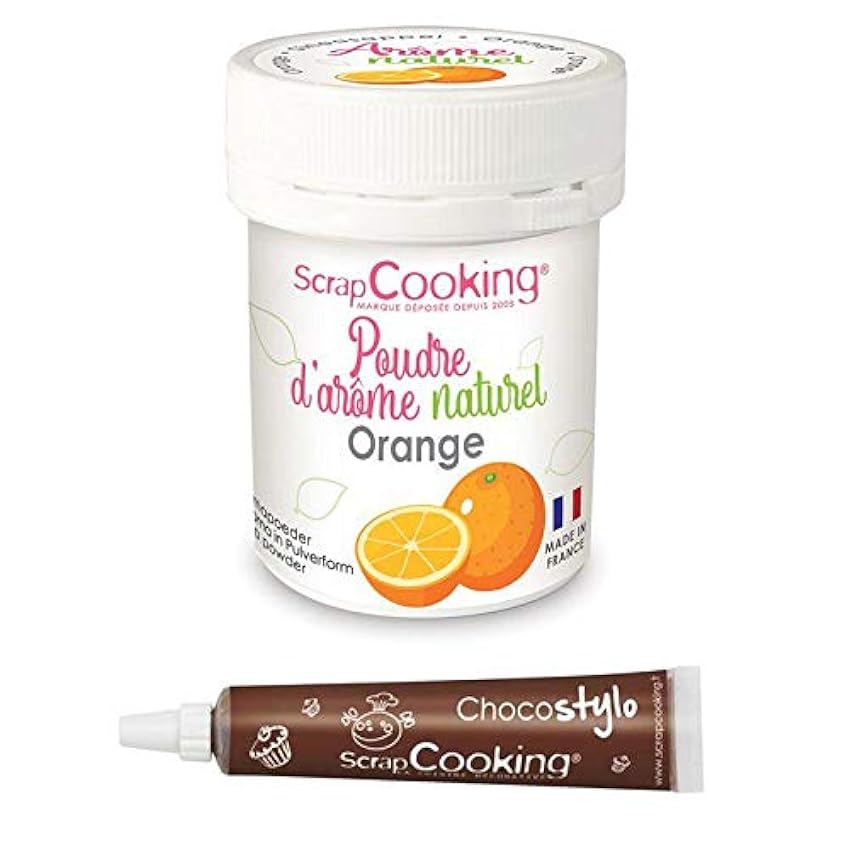 Aroma alimentario natural en polvo 15 g Naranja + Tubo de chocolate para decorar H4Ag8nc8