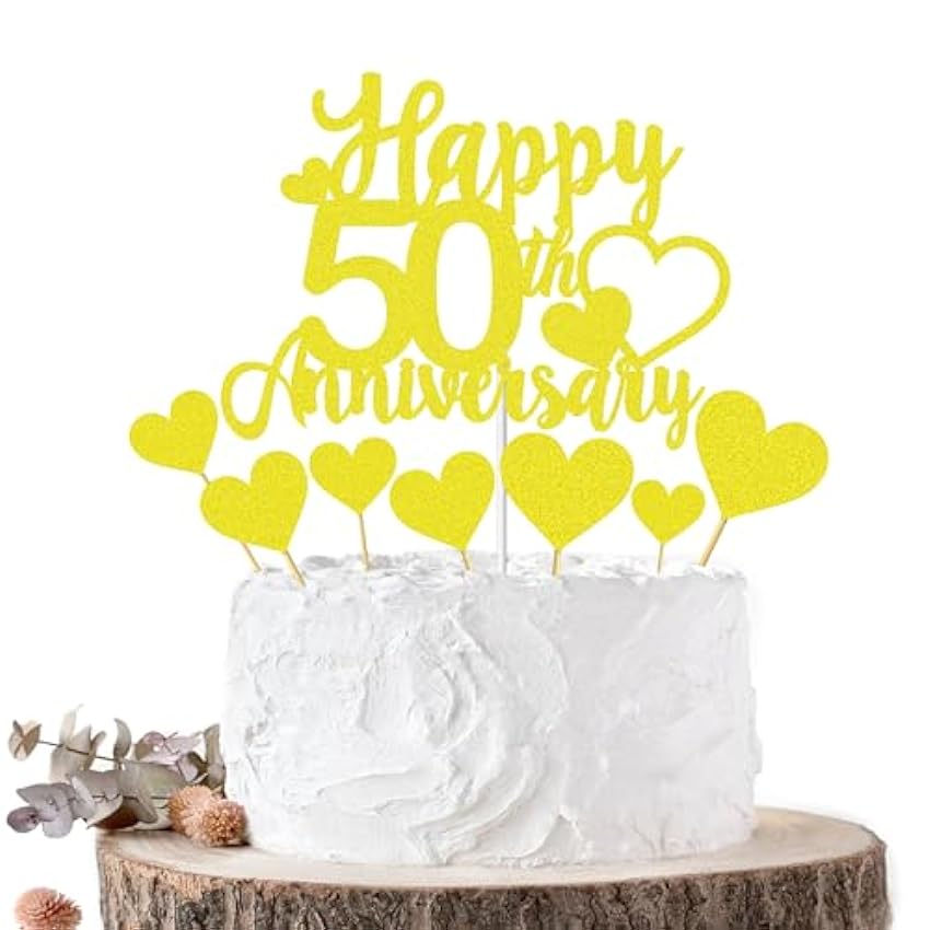 Joyeah Decoración para tartas de feliz 50 aniversario, 