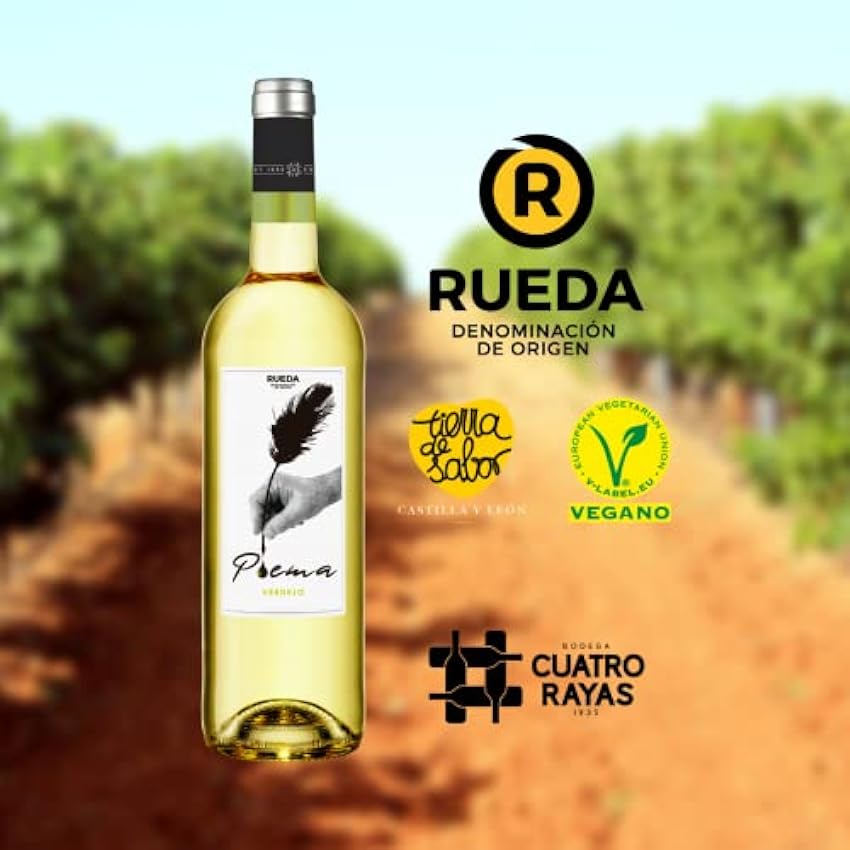 Cuatro Rayas POEMA. Vino Blanco Verdejo D.O. Rueda (6 Botellas x 750ml) lyQF1rHq