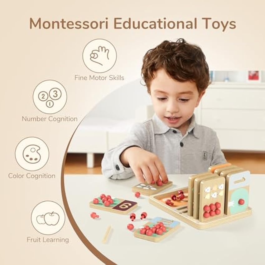 TOP BRIGHT Juguete de matemáticas de madera para niños pequeños de 3 años, juguete educativo Montessori de aprendizaje para niños de 3, 4 y 5 años, regalo de cumpleaños para niños y niñas, juego de I3qIJVrY