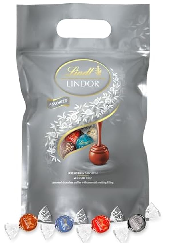 Lindt LINDOR bombones – 1kg, chocolate con leche, chocolate negro 70%, doble chocolate, caramelo sal, relleno de chocolate cremoso IcmXwhh3