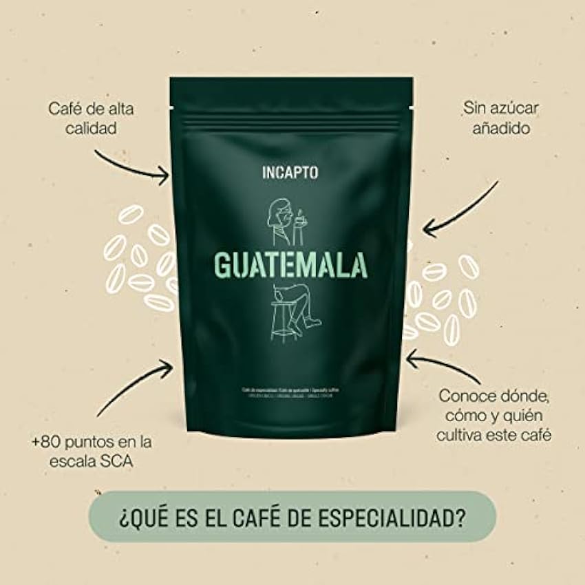 Incapto Café en Grano Natural - Café Especialidad | Pack Degustación Café Centroamérica | Café de Guatemala, México y Brasil | +80 puntos SCA | Café en Grano Arábica 100% | 3 bolsas de 100 gr JU0unZSG