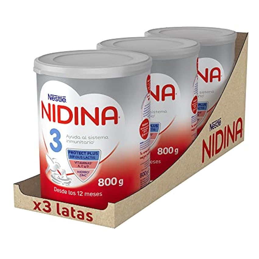 Nestlé NIDINA Leche De Crecimiento A Partir Los 12 Meses X800g, 3 Unidad, Formato Exclusivo ohUW4FJg