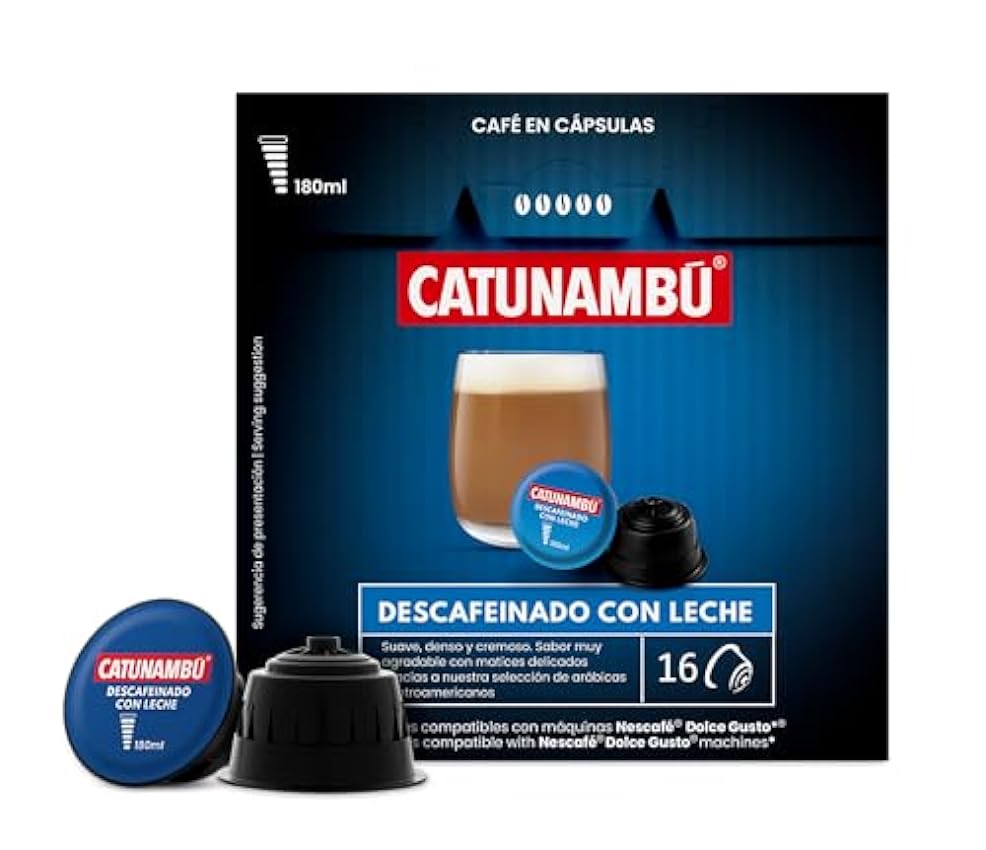 Catunambú - Cápsulas de café Descafeinado Con Leche compatibles Dolce Gusto | Pack de 3 (48 cápsulas) nlOJIaox