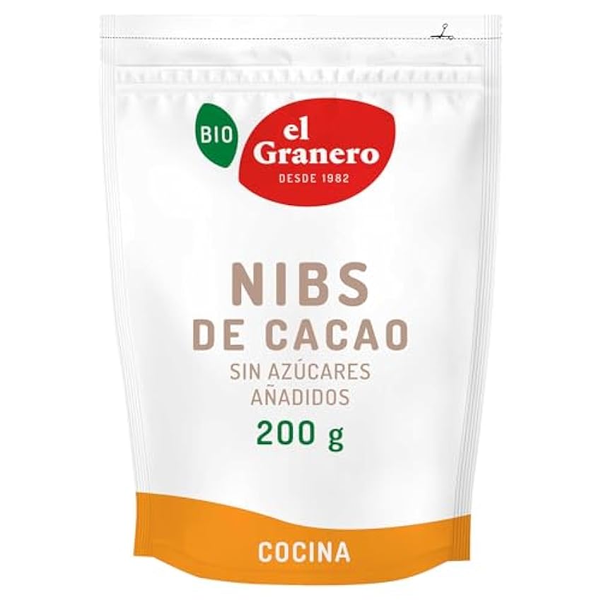 El Granero Integral - Nibs de Cacao Ecológico - 200 g - Apto para Consumo Vegano - Reduce la Inflamación - Rico en Magnesio y Fibra - Ayuda al Rendimiento Físico e Intelectual Jl09krTs