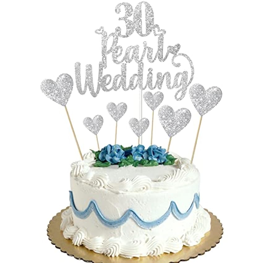 Elicola Decoración para tartas de 25 aniversario, boda, aniversario, corazón, decoración de pastel para celebración, suministros de fiesta GAFfBdXD