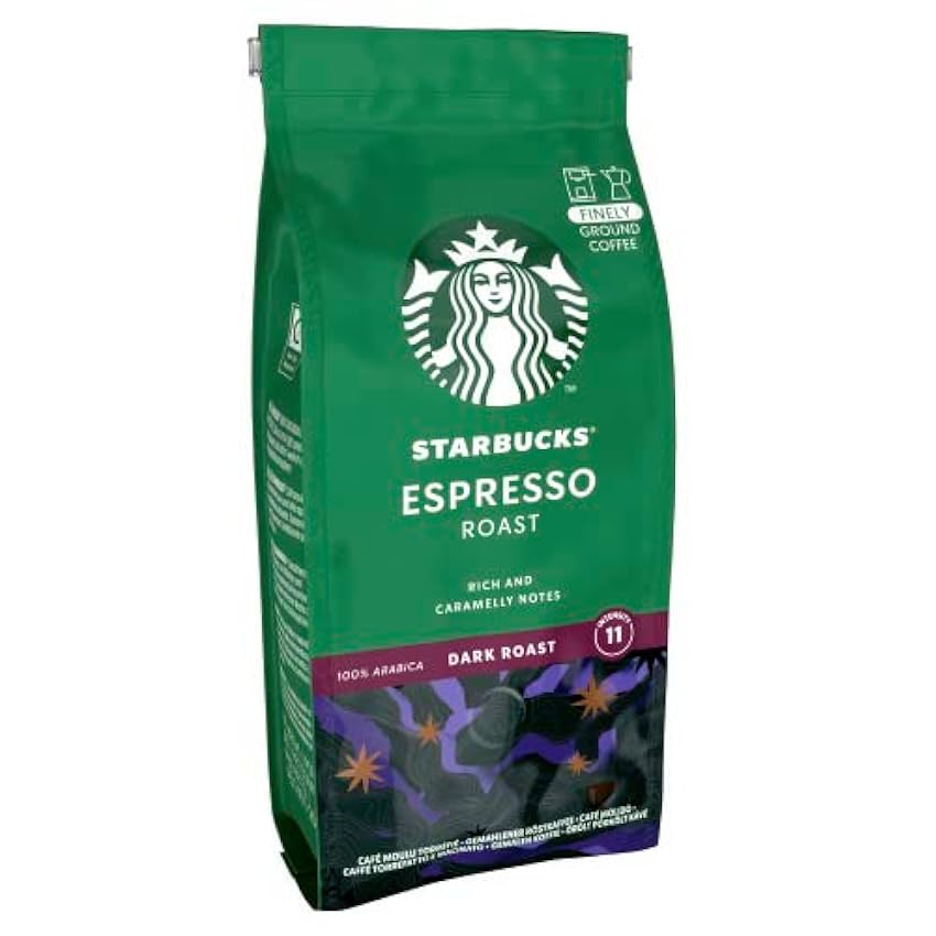 STARBUCKS Espresso Roast, Tueste Intenso, Café Molido 200g (6 Bolsa) FqdruYw6
