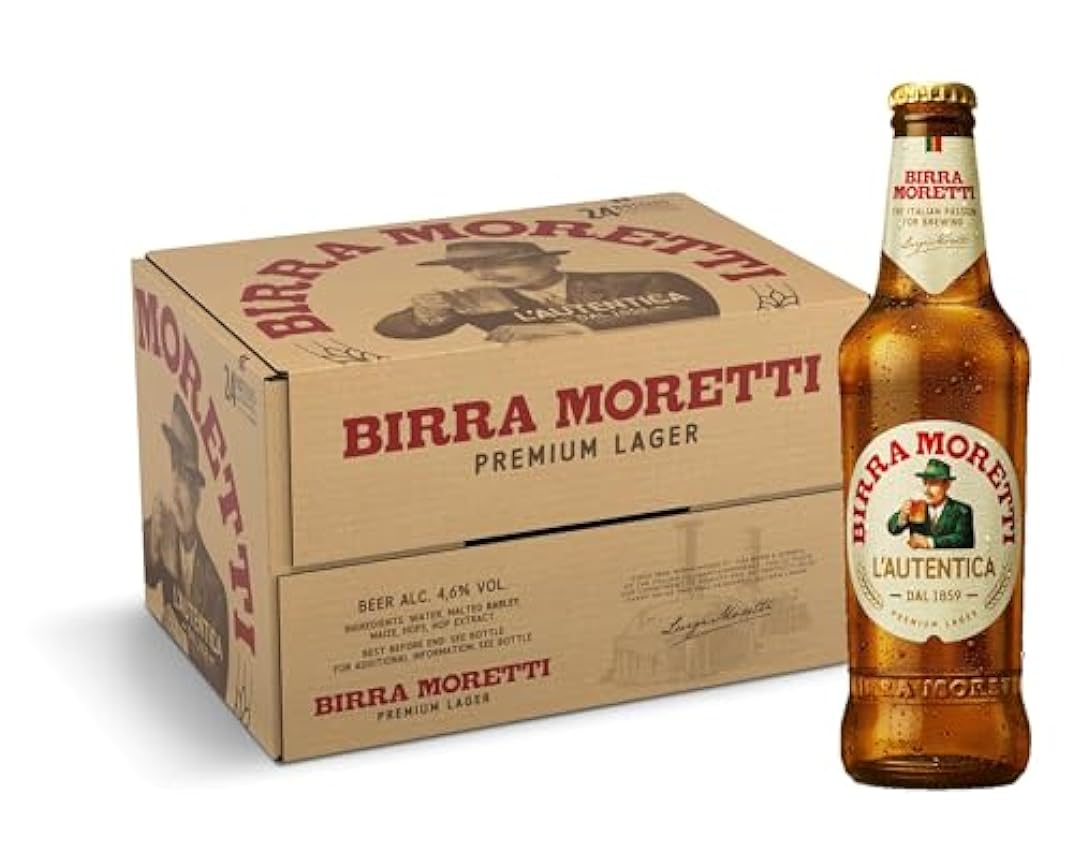 Birra Moretti Cerveza Lager Italia Pack Botella, 24 x 33cl NBjmodJj