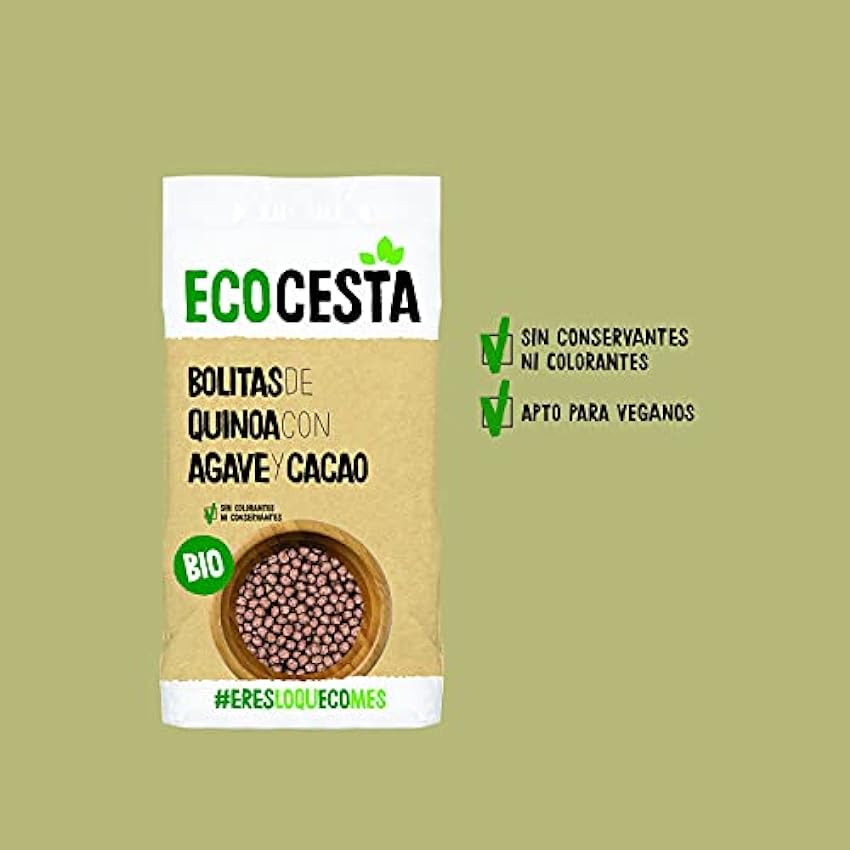 Ecocesta - Bolitas Ecológicas de Quinoa con Agave y Cacao - 300 g - Aptas para Consumo Vegano - Ayuda a Controlar tu Peso - Ideal como Desayuno o Tentempié (Paquete de 2) KTNvdje6