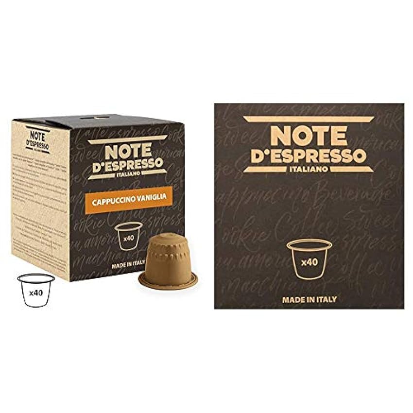 Note D´Espresso - Cápsulas de capuchino de vainilla instantáneo, 6,5 g (caja de 40 unidades) Exclusivamente Compatible con cafeteras Nespresso + Cápsulas de Chocolate con Avellana - 40 x 7 g LdFbkwvh