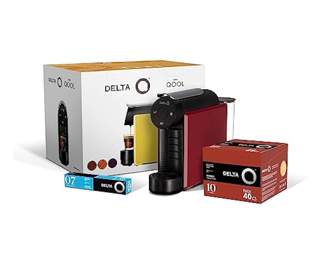 Delta Q - Pack Cafetera con Cápsulas - Mini Qool Roja -