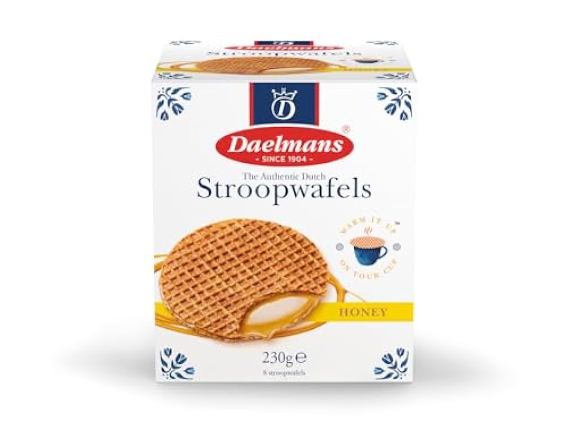 Daelmans Honey Stroopwafels - Una caja cúbica con 8 Str