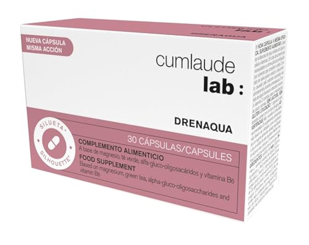 Cumlaude Lab Drenaqua - Complemento Alimenticio Diurético para la Retención de Líquidos - con Té Verde, Prebióticos, Magnesio y Vitamina B6 - 1 Pack ( 30 Cápsulas) ns52F745