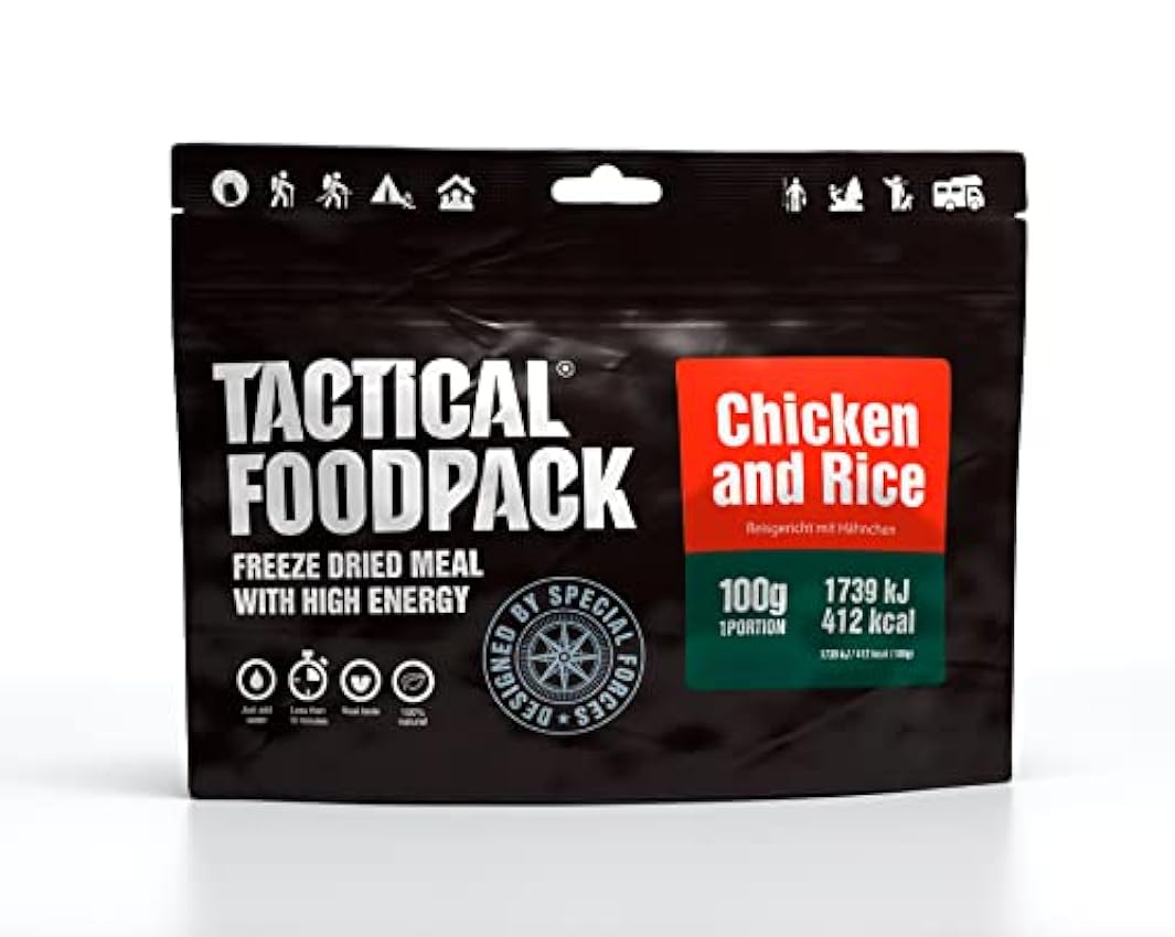 Tactical Foodpack Chicken and Rice multipack - 25 platos liofilizados, sabrosos y fáciles de preparar en todas las condiciones. nqgm6jh9