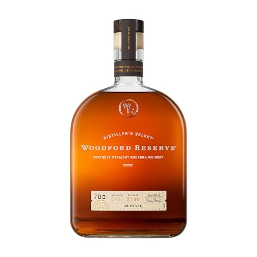 Woodford Reserve Kentucky Whiskey Bourbon Destilado Suave, Sabor Crema Tostada y Albaricoque 43,2% Vol. Alcohol, 700ml iUm45IO7
