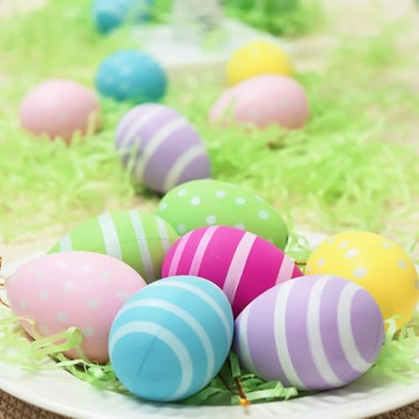 Ctxtqtdt 24 Piezas Huevos de Pascua Coloridos de Plástico, Huevos de Pascua Huevos, Decoración de Huevos de Pascua, Huevos de Pascua Manualidades Juguetes Favores de Partido, Tamaño: 6cm kQUlYxG8